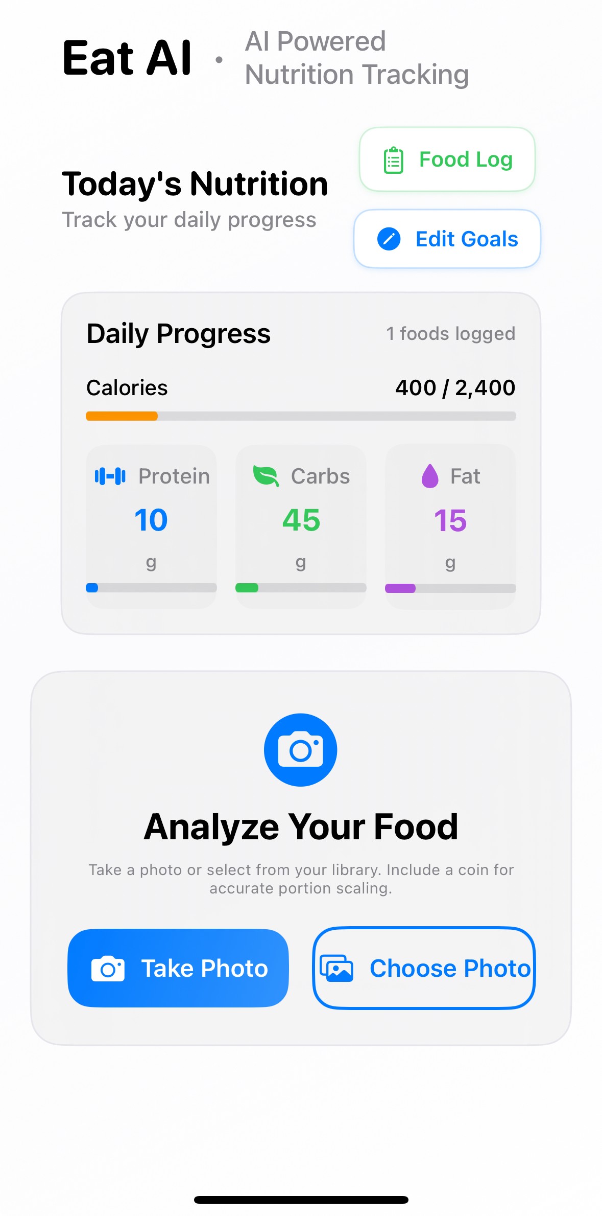 Eat Right AI screen